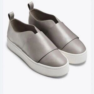 Vince | Wallace Platform Leather Slip On Shoes Grey Size 9.5